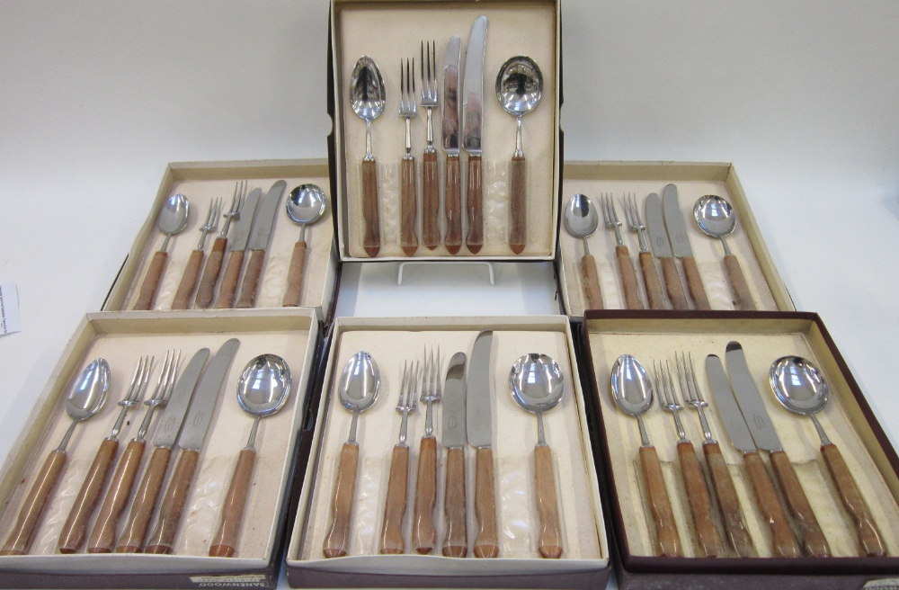 Six boxed sets of `Sanenwood` stainless steel Starter Cutlery Sets