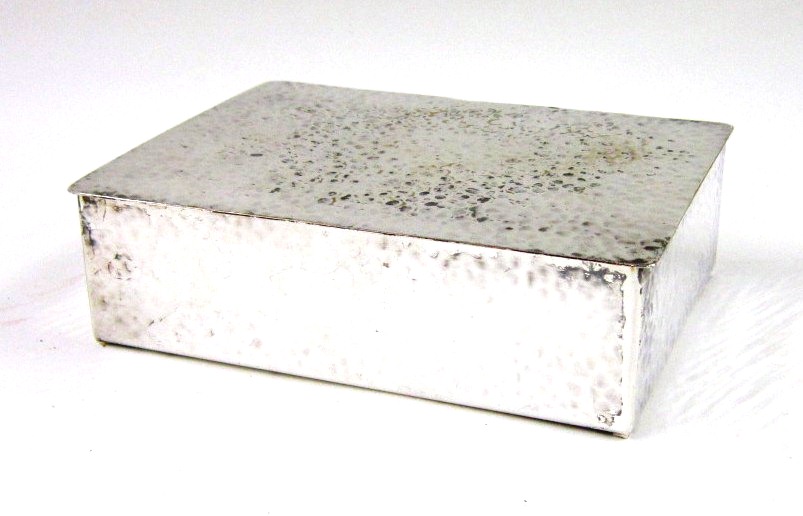 A WMF silver plated Table Cigarette Box, with hammered finish, 17 cms wide