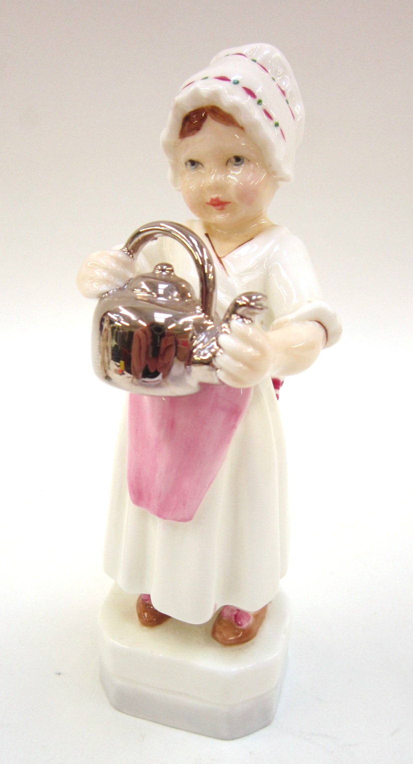 A Royal Worcester Figure `Polly put the Kettle on`. No. 3303. Height 15 cms