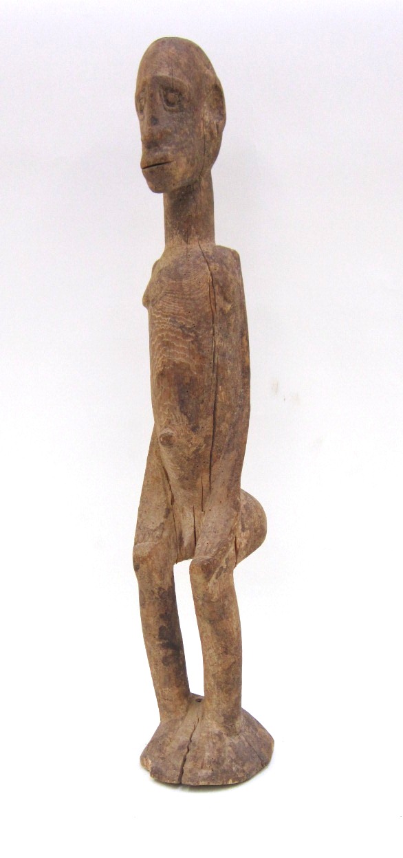 Tribal Art - Antique African wooden Figure Dogon Tribe, Mali. Slight insect infestation. Old Cave