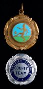 Two junior medals awarded to Cyril Knowles, a silver plated & enamel Yorkshire Schools F.A. County