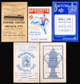 A themed selection of programmes, for clubs no longer in the Football League, first programmes of