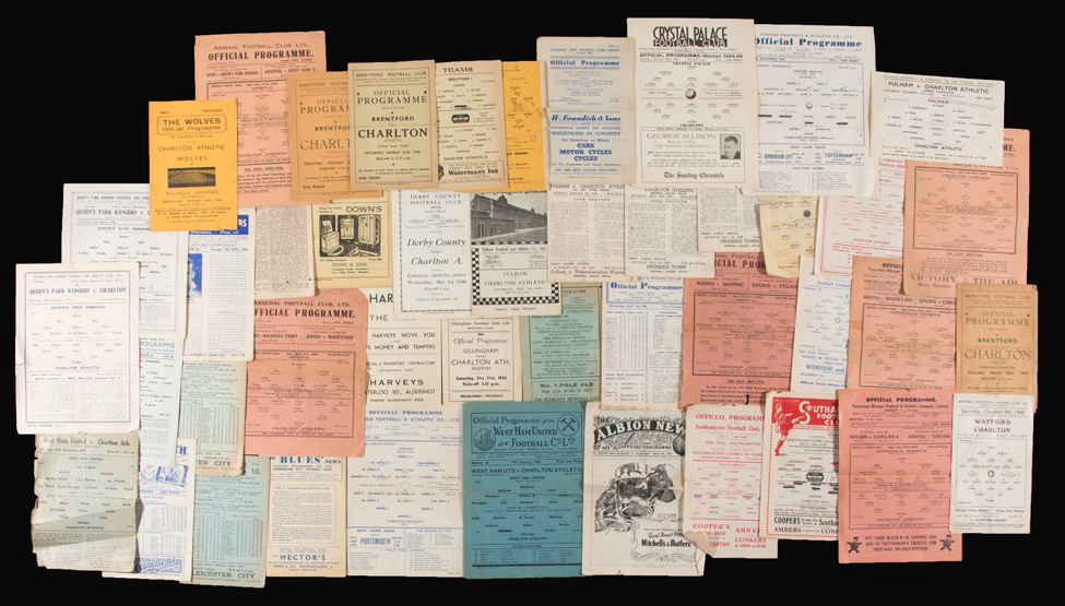 44 Charlton Athletic wartime away programmes, seasons 1941-42 to 1945-46, opposition comprising