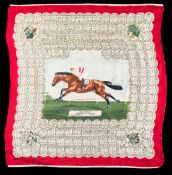 A silk Derby scarf commem¡orating the victory of the French racehorse Phil Drake in 1955, sold
