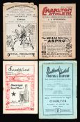 57 Charlton Athletic home and away programmes season 1947-48, 25 homes, 17 aways, plus 9 reserves