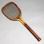 A very rare example of the first Slazenger "Demon" racquet circa 1885-87, . flat top square in