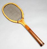 A H.A. Murton of Newcastle on Tyne "Star" racquet circa 1890, Concave heavily reinforced throat,