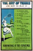 A poster for the instructional film `The Art of Tennis and How To Play It`, published by The