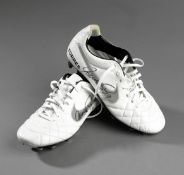 A signed pair of Fernando Torres football boots, white Nike iD Tempo inscribed to the outside of