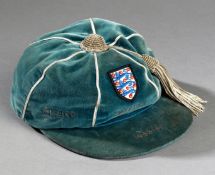 Alan Mullery`s blue England international cap for the 1969 Tour of Central and South America, v