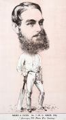 A W. G. Grace caricature, a rare and early image of Grace in his prime, a tinted lithograph