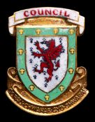 A 9ct. gold & enamel Football Association of Wales Councillor`s badge, hallmarked Birmingham,