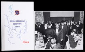 An Anglo-American Sporting Club menu for a dinner held at the London Hilton 9th May 1966 in honour