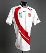 A Mark Cueto England No.11 2007 Rugby World Cup shirt, inscribed above the hem MARK CUETO 22nd