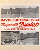 A Dunlop tennis balls promotional poster, which reads DAVIS CUP FINAL 1933, PLAYED WITH DUNLOP