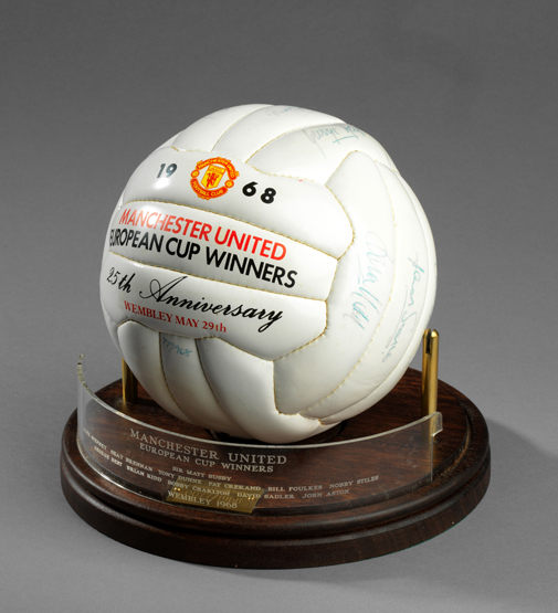 A football signed by the Manchester United 1968 European Cup winners, a club issued limited