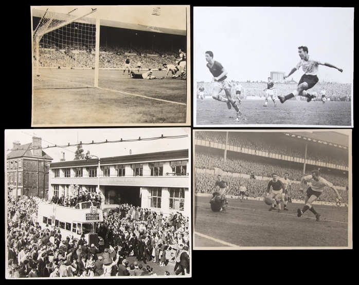 38 b&w press match-action photographs featuring Tottenham Hotspur in the early 1960s, some with