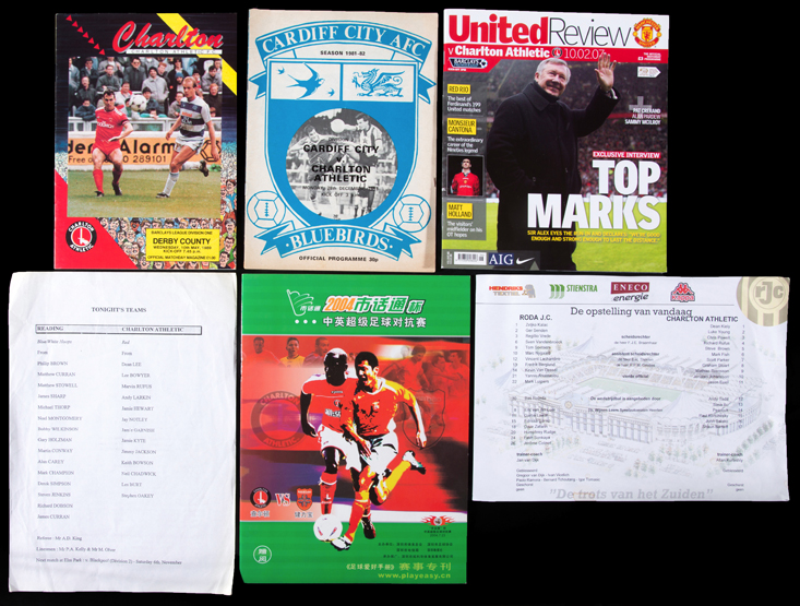 A large quantity of Charlton Athletic Programmes dating from the 1980s onwards, housed in brown