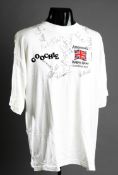 A signed `Atherton`s Barmy Army Down Under` 1994-95 T-shirt, 14 signatures of the England team