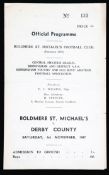 Boldmere St. Michaels v Derby County programme 1st November 1947