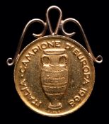 A 22ct. gold medallion issued by the Italian F.A. to commemorate winning the 1968 European