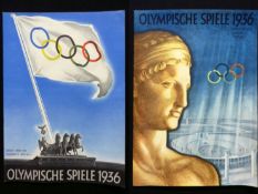 Two 1936 Berlin Olympic Games souvenir magazines, OLYMPISCHE SPIELE 1936, large format, colour