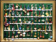 A member`s race badges display for British racecourses, a custom made display board with badges