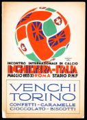 A very rare Italy v England international programme played in Rome 11th May 1933. Circumstances of
