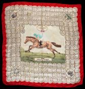 A ladies silk scarf commem¡orating the victory of Pinza in the 1953 `Coronation` Derby