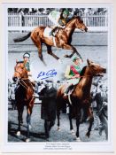 A Lester Piggott signed Nijinsky 1970 Triple Crown photographic montage, with imagery from the 2,000