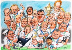 Charles Griffin (born 1946). ENGLAND`S PRIDE (2003 RUGBY WORLD CUP WINNERS). an original artwork