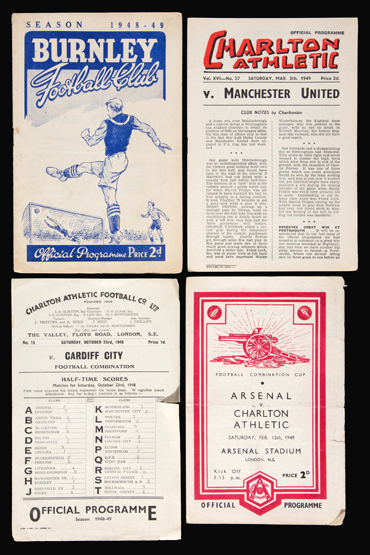 52 Charlton Athletic home and away programmes season 1948-49, 24 homes, 18 aways, plus 8 reserves