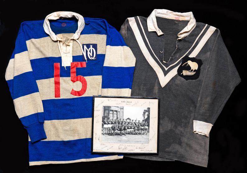 Two match-worn Rugby League shirts circa 1950, a New Zealand shirt and a North Queensland shirt,