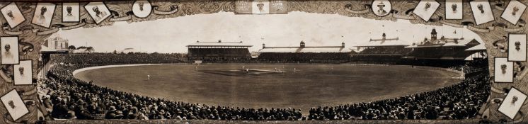 A panoramic photograph of the 1st Test between Australia and England at the Sydney Cricket Ground