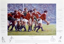 A 1974 British Lions signed limited edition rugby print, after Keith Fearon (contemporary) titled