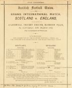 A very scarce and early international rugby programme for the Scotland v England match played at