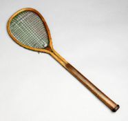 A tilthead racquet by an unknown maker, English, circa 1875-80, Solid ash frame, the frame in good