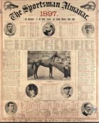 A Sporting Almanac calendar for 1897, in scroll form, printed with various racing & sporting