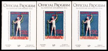 Three 1932 Los Angeles Olympic Games daily programmes, 4th, 9th and 12th August