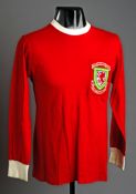 Ronnie Rees: A red Wales No.7 U-23 international jersey, long-sleeved, the badge inscribed UNDER