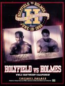 A double-signed Evander Holyfield v Larry Holmes 1992 fight poster, for the World Heavyweight