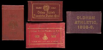 A group of four Oldham Athletic season tickets, for 1905-06, 1906-07, 1909-09 & 1909-10, red cloth