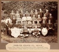 An official photograph of Charlton Athletic in season 1913-14, the image 8 1/2 by 11in., the team