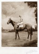 A photogravure of the 1922 Grand National Winner Mr Hugh Kershaw`s "Music Hall" with Lewis Rees