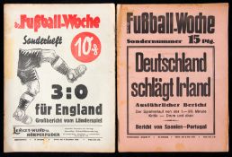 Two editions of the German magazine Die Fussball-Woche, the first covering Germany`s first