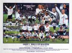 An England v Germany 5-1 match photographic print signed by the goalscorers Michael Owen, Steven