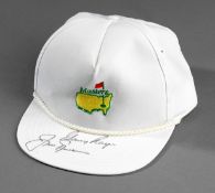 An Augusta National Masters souvenir golf cap signed by Jack Nicklaus and Gary Player, signatures in