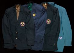 A group of four Wimbledon umpire`s blazers, worn at tournaments, comprising a dark green issue