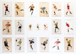 A frame mounted with decorative silk cigarette cards of "Rugby League Colours", originally issued by