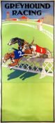 A large and decorative poster titled "Greyhound Racing", no publishing information, backed onto